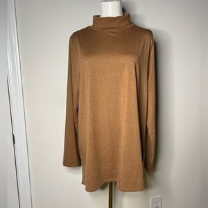 J Jill Luxe Supima Turtleneck Tunic Brown Long Sleeve - Womens L